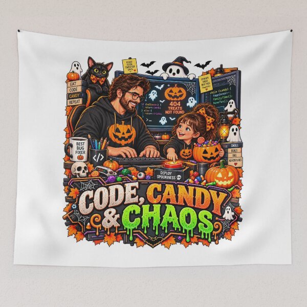 Item preview, Code Candy & Chaos – Funny Halloween Developer Dad Daughter designed and sold by Haji  Kamora.