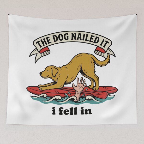 Item preview, Dog Yoga Paddleboard Tattoo Flash: The Dog Nailed It designed and sold by Osmose-Studio.