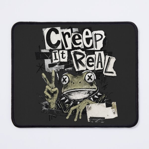 Item preview, Creep It Real Frog Vintage Zine T-Shirt | Alt Rock Toad Spiked Collar Peace Sign Gift designed and sold by illeN-Art-World.