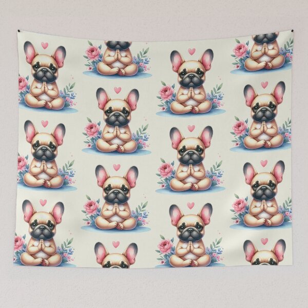 Item preview, Relaxed yoga French Bulldog dog in watercolors designed and sold by LiskoDesign.
