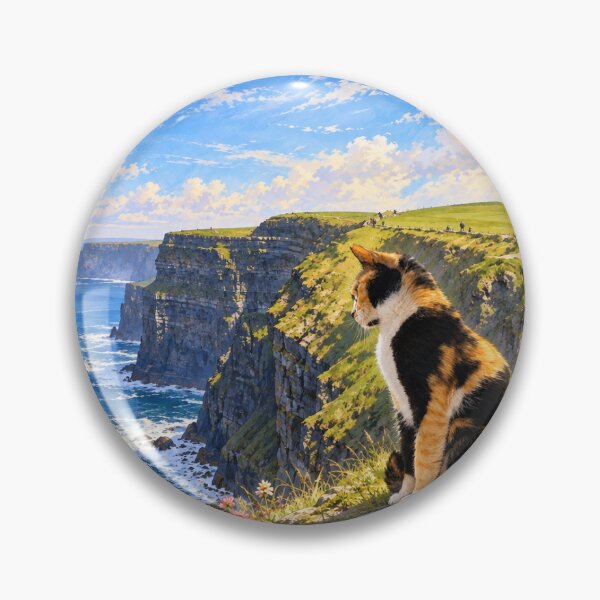 Item preview, Calico Cat at the Cliffs of Moher – Ireland Coastal Landscape designed and sold by House of Vardit.