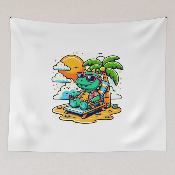 Item preview, Chill Dino Beach Vacation Funny Tropical Dinosaur Design designed and sold by The-T-In-Retro.