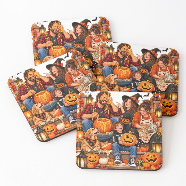 Item preview, Funny Halloween Family Pumpkin Carving – Dad Mom Kids & Dog designed and sold by Haji  Kamora.