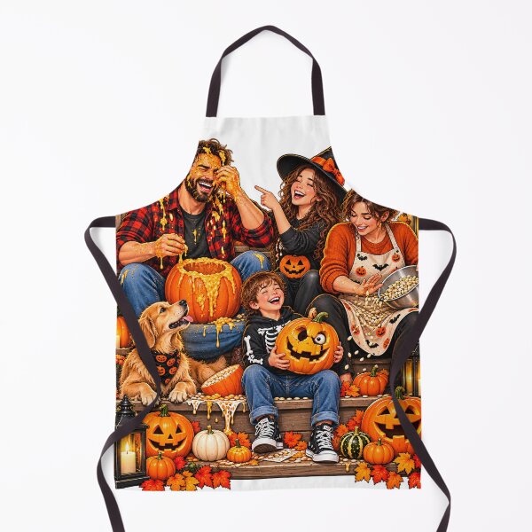 Item preview, Funny Halloween Family Pumpkin Carving – Dad Mom Kids & Dog designed and sold by Haji  Kamora.