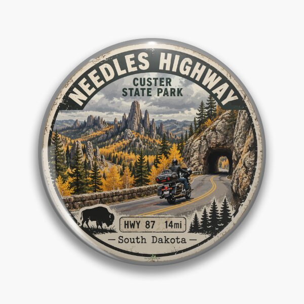 Item preview, Needles Highway US87 USA Black Hills South Dakota Sticker TShirt motorcycle 08 designed and sold by OuterShellUK.