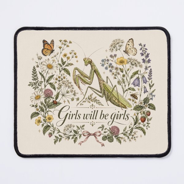 Item preview, Girls will be girls, Funny Praying Mantis Feminist Shirt, Insect Lover Gift, Science Teacher Gift, Wildflower Nature Design designed and sold by Cchotlan.