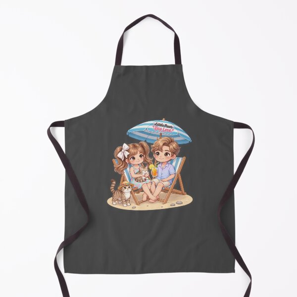 Item preview, Summer Beach Cat Couple – Cute Kawaii Chibi Love by the Sea designed and sold by Meluna-studio.