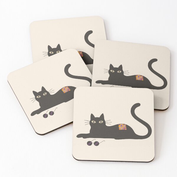 Item preview, Black cat with retro psychedelic 70s patch designed and sold by Shyla Marsare.