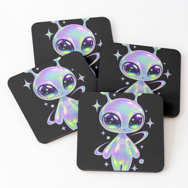 Item preview, Cute Holographic Alien Character Iridescent Pastel Sticker Design designed and sold by @SHINTOSARTSTORE.