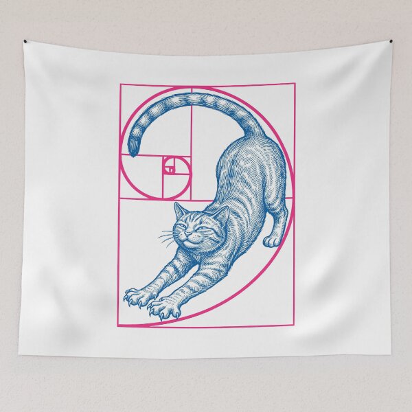 Item preview, Fibonacci Spiral Feline Cat Lover Geometry Funny Cats designed and sold by GrandeDuc.