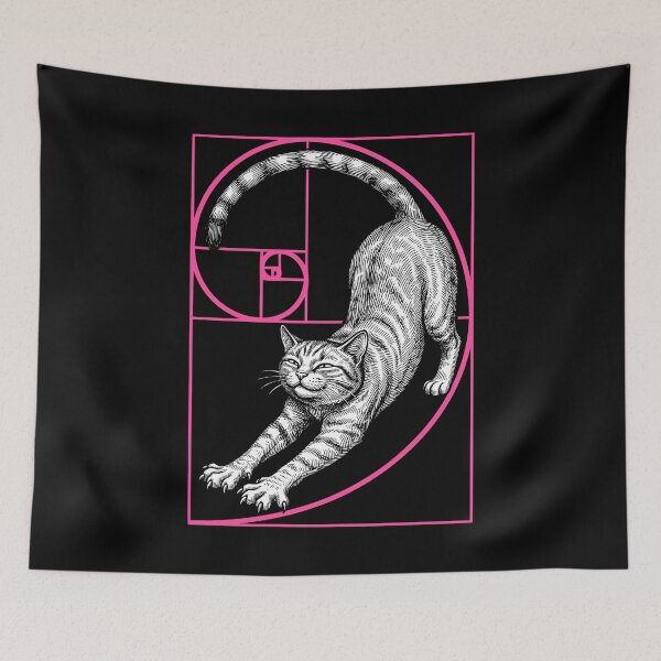 Item preview, Fibonacci Spiral Feline Cat Lover Geometry Funny Cats designed and sold by GrandeDuc.