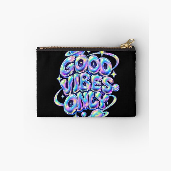 Item preview, Good Vibes Only Holographic Space Bubble Letters Y2K Design designed and sold by @SHINTOSARTSTORE.