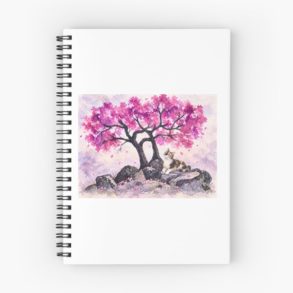 Item preview, Calico Cat Under the Cherry Blossoms – Sakura Watercolo designed and sold by House of Vardit.