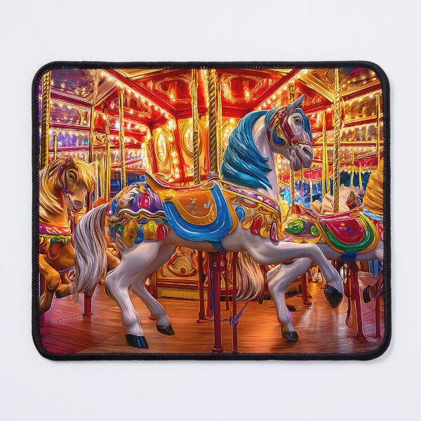 Item preview, Colorful Carousel with Delightful Wooden Horses designed and sold by Artessie.