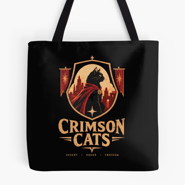 Item preview, Crimson Cats - Medieval Heraldic Cat Warrior Crest | Desert Honor Freedom Vintage Poster designed and sold by Retro Whiskers.