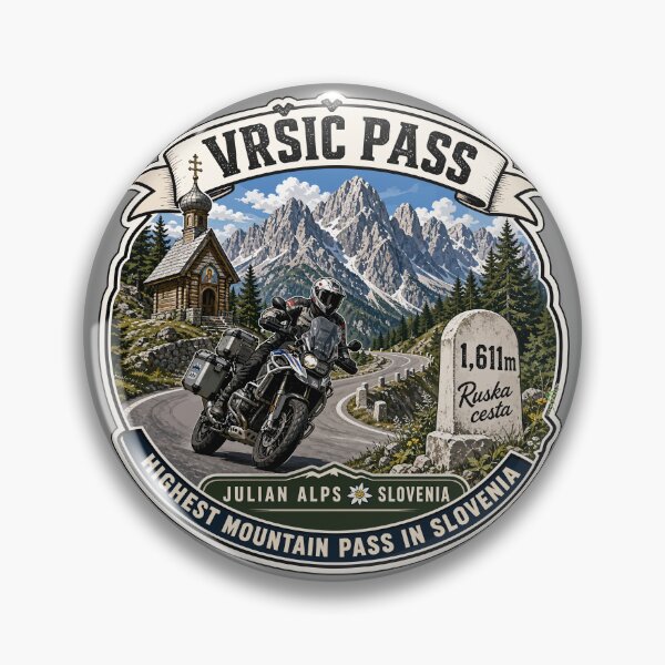 Item preview, Vrsic Pass Eslovenia Vršič Pass Eslovenia Camiseta con pegatina de motocicleta 03 designed and sold by OuterShellUK.