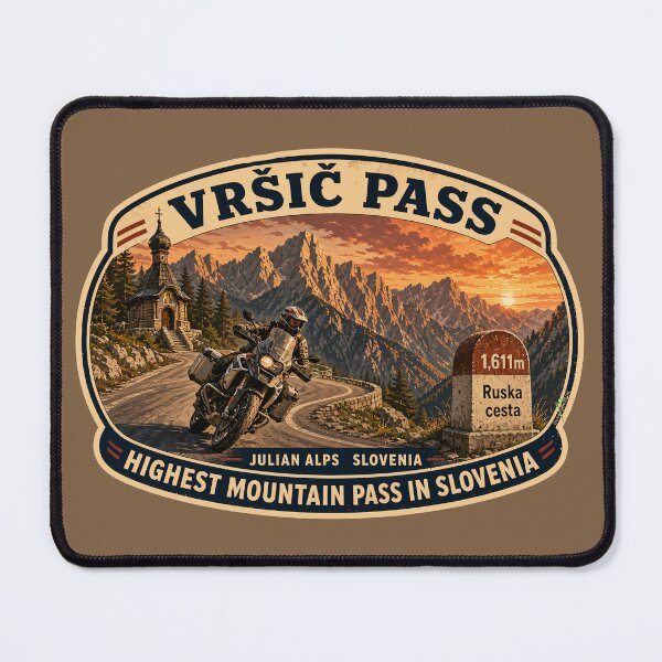 Item preview, Vrsic Pass Slovenia Vršič Pass Slovenia Motorcycle Sticker TShirt 04 designed and sold by OuterShellUK.