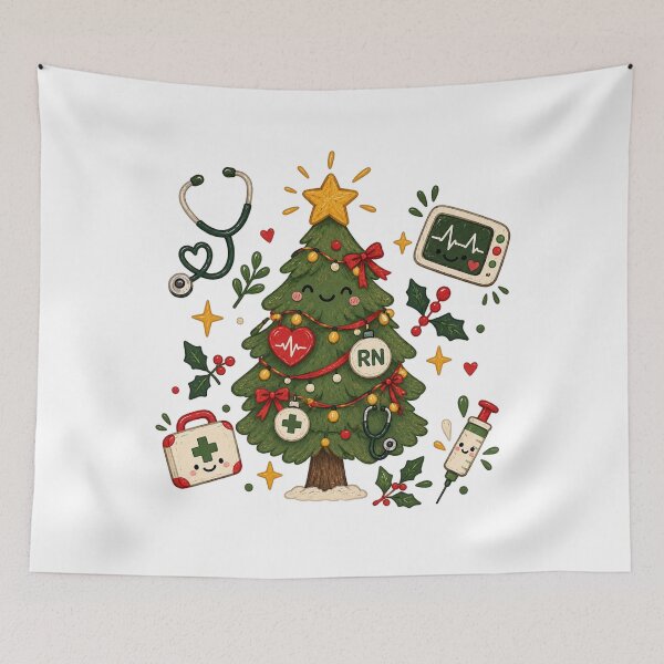 Item preview, Christmas Nurse Tree RN Medical Christmas Tree Holiday Nursing Gift designed and sold by LandFinStudio.