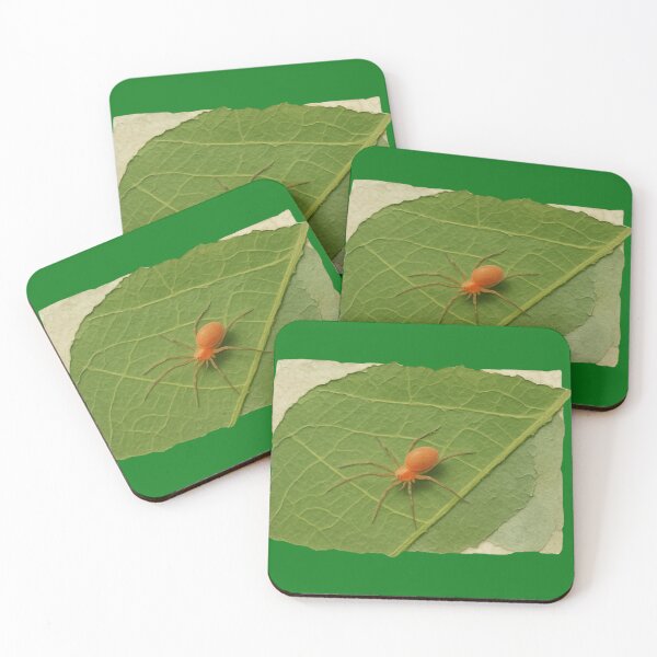 Item preview, Bright Orange Spider on Green Leaf Art designed and sold by Carasane.