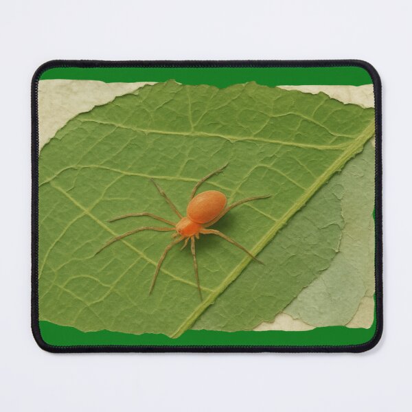 Item preview, Bright Orange Spider on Green Leaf Art designed and sold by Carasane.