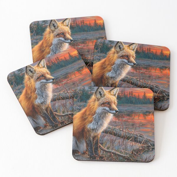 Item preview, Majestic Fox by the Tranquil Lake at Sunset designed and sold by Artessie.