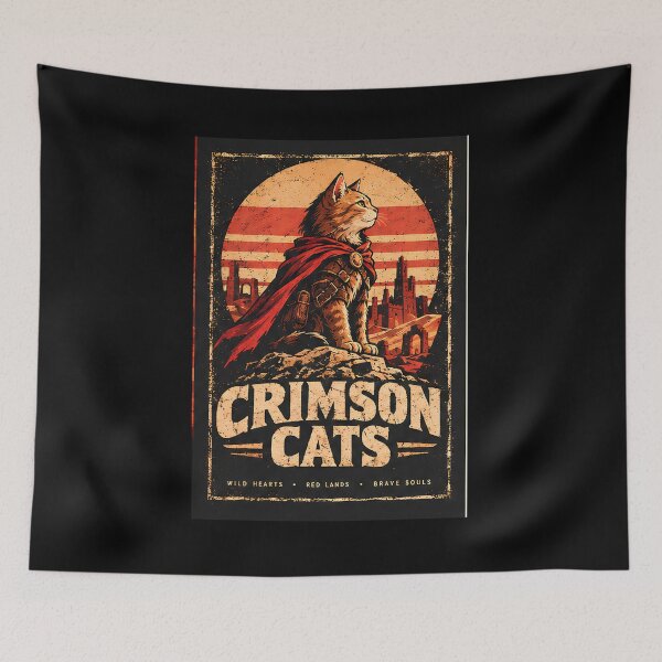 Item preview, Crimson Cats - Epic Fantasy Cat Warrior in Armor Desert Ruins Adventure Cinematic Art designed and sold by Retro Whiskers.