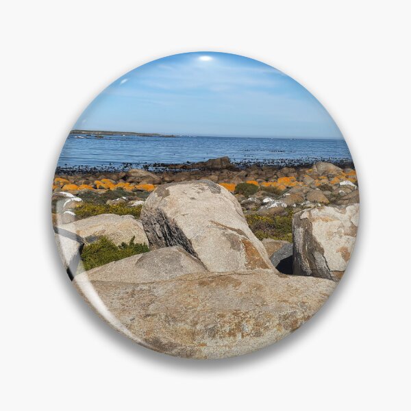 Item preview, Tranquil Ocean Bay View with Massive Rocks on a Sunny Day designed and sold by Faith Based Decor & Art &Gifts.