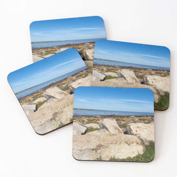 Item preview, Tranquil Ocean Bay View with Massive Rocks on a Sunny Day designed and sold by Faith Based Decor & Art &Gifts.