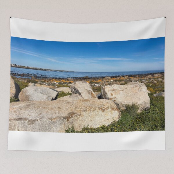 Item preview, Tranquil Ocean Bay View with Massive Rocks on a Sunny Day designed and sold by Faith Based Decor & Art &Gifts.