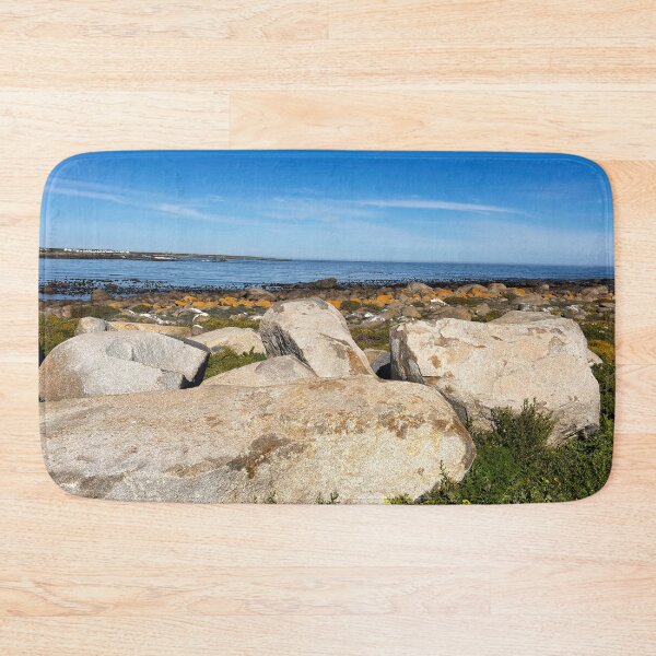 Item preview, Tranquil Ocean Bay View with Massive Rocks on a Sunny Day designed and sold by Faith Based Decor & Art &Gifts.