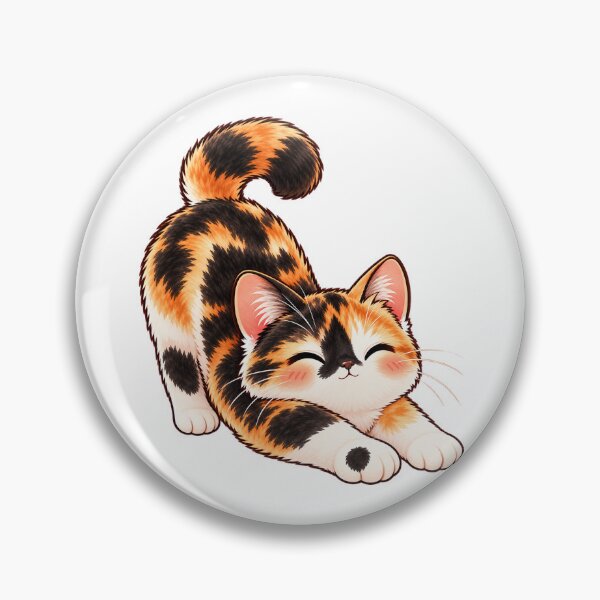Artikelvorschau, Stretchy Calico Cat – Cute Kawaii Kitty Stretching entworfen und verkauft von House of Vardit.