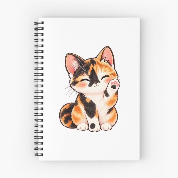 Item preview, Cute Calico Cat Waving – Kawaii Kitty Paw designed and sold by House of Vardit.