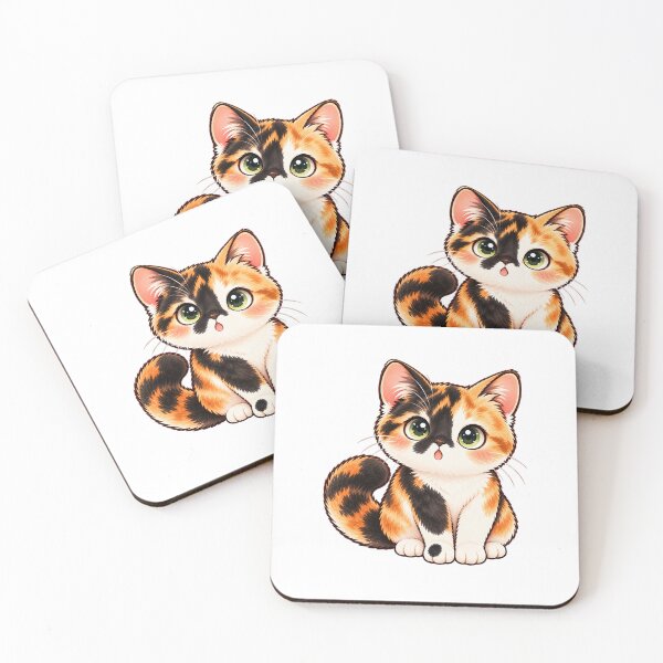 Item preview, Surprised Calico Cat – Cute Kawaii Kitty designed and sold by House of Vardit.