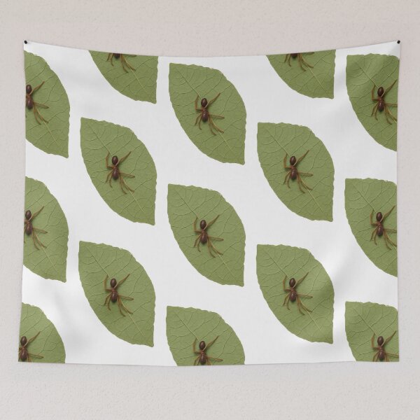 Item preview, Brown Ant Mimicking Spider on Green Leaf Art designed and sold by Carasane.
