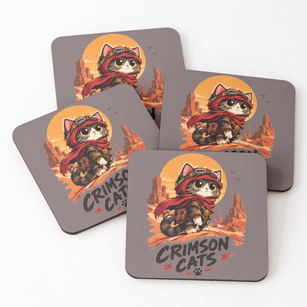 Item preview, Crimson Cats - Kawaii Adventure Cat Explorer Cute Chibi Desert Warrior Sticker designed and sold by Retro Whiskers.