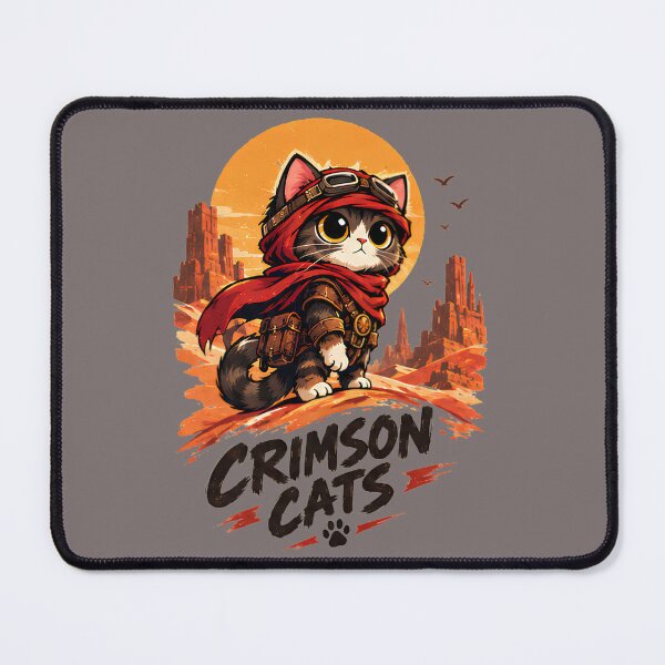Item preview, Crimson Cats - Kawaii Adventure Cat Explorer Cute Chibi Desert Warrior Sticker designed and sold by Retro Whiskers.