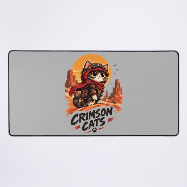 Item preview, Crimson Cats - Kawaii Adventure Cat Explorer Cute Chibi Desert Warrior Sticker designed and sold by Retro Whiskers.