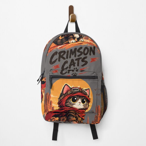 Item preview, Crimson Cats - Kawaii Adventure Cat Explorer Cute Chibi Desert Warrior Sticker designed and sold by Retro Whiskers.