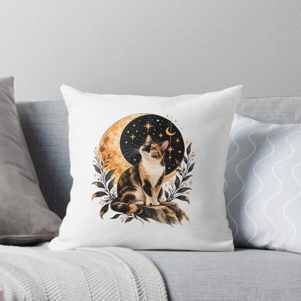 Item preview, Celestial Calico Cat – Boho Moon & Stars designed and sold by House of Vardit.