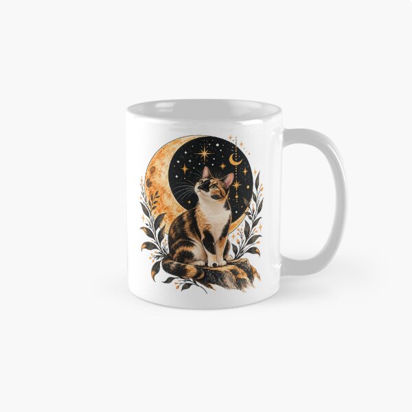 Item preview, Celestial Calico Cat – Boho Moon & Stars designed and sold by House of Vardit.
