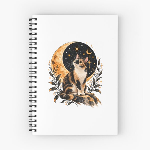 Item preview, Celestial Calico Cat – Boho Moon & Stars designed and sold by House of Vardit.