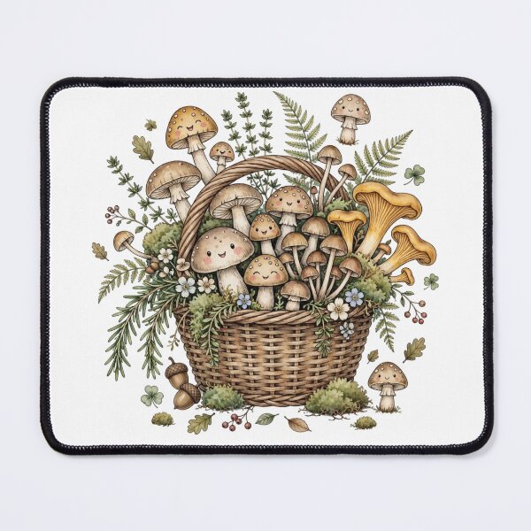 Item preview, Cute Cottagecore Mushroom Foraging Basket - Kawaii Forest Fungi Aesthetic designed and sold by StyxIND.