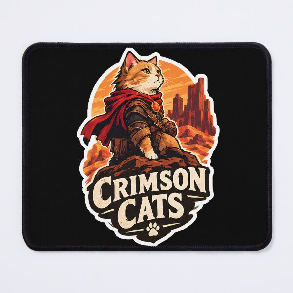 Item preview, Crimson Cats - Retro Vintage Sunset Cat Warrior Distressed 70s Style Desert Poster designed and sold by Retro Whiskers.