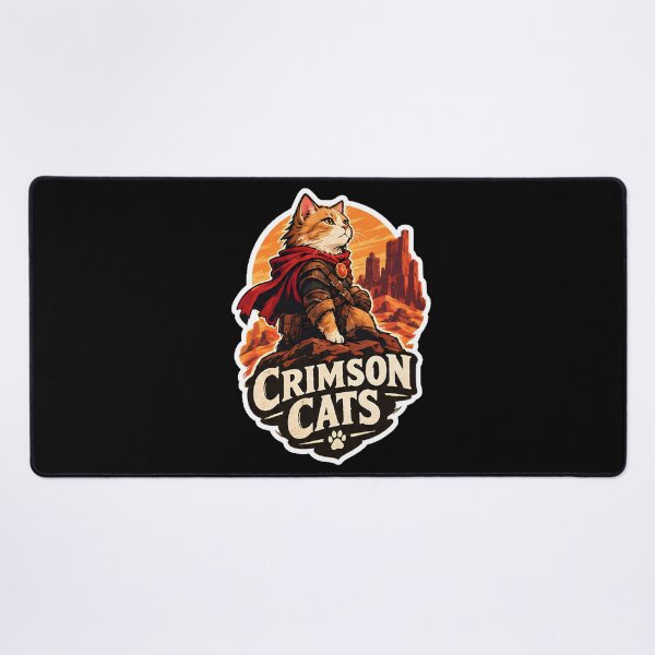 Item preview, Crimson Cats - Retro Vintage Sunset Cat Warrior Distressed 70s Style Desert Poster designed and sold by Retro Whiskers.