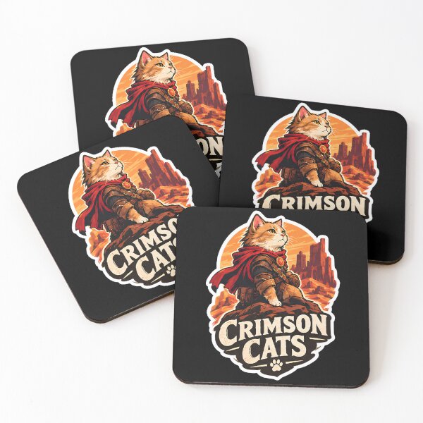 Item preview, Crimson Cats - Retro Vintage Sunset Cat Warrior Distressed 70s Style Desert Poster designed and sold by Retro Whiskers.