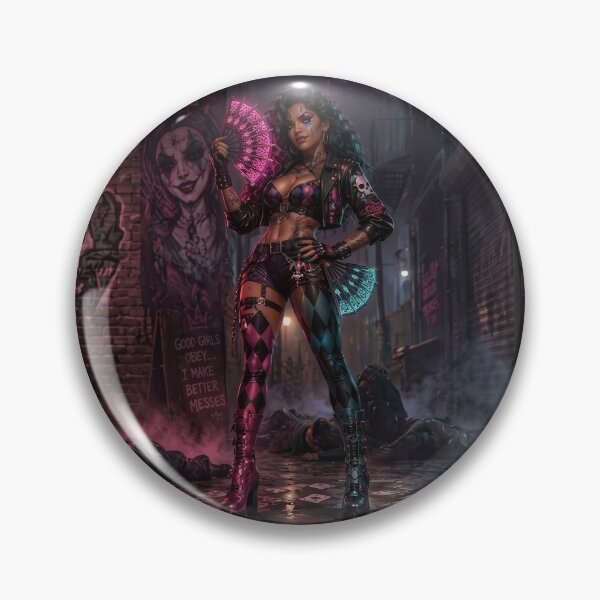 Item preview, Cyberpunk Jester Girl Neon Alley  designed and sold by Divinedesignbydulce.