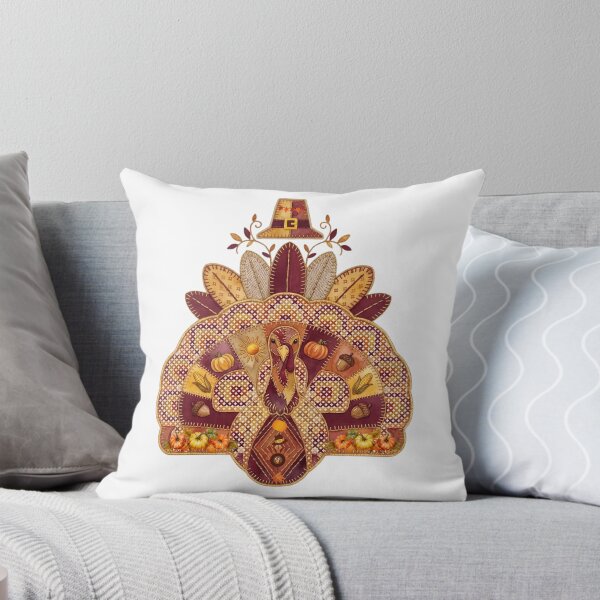 Item preview, Thanksgiving turkey cross stitch design, folk art, autumn embroidery designed and sold by VibranPalette.