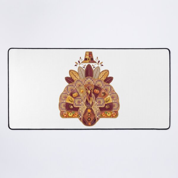 Item preview, Thanksgiving turkey cross stitch design, folk art, autumn embroidery designed and sold by VibranPalette.