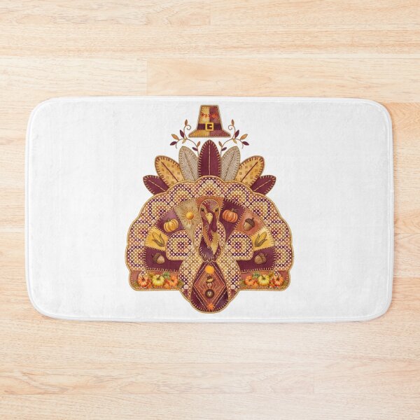 Item preview, Thanksgiving turkey cross stitch design, folk art, autumn embroidery designed and sold by VibranPalette.