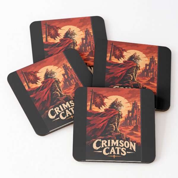 Item preview, Crimson Cats - Cat Warrior Badge Sticker Fantasy Armor Emblem Vinyl Decal Tags: designed and sold by Retro Whiskers.